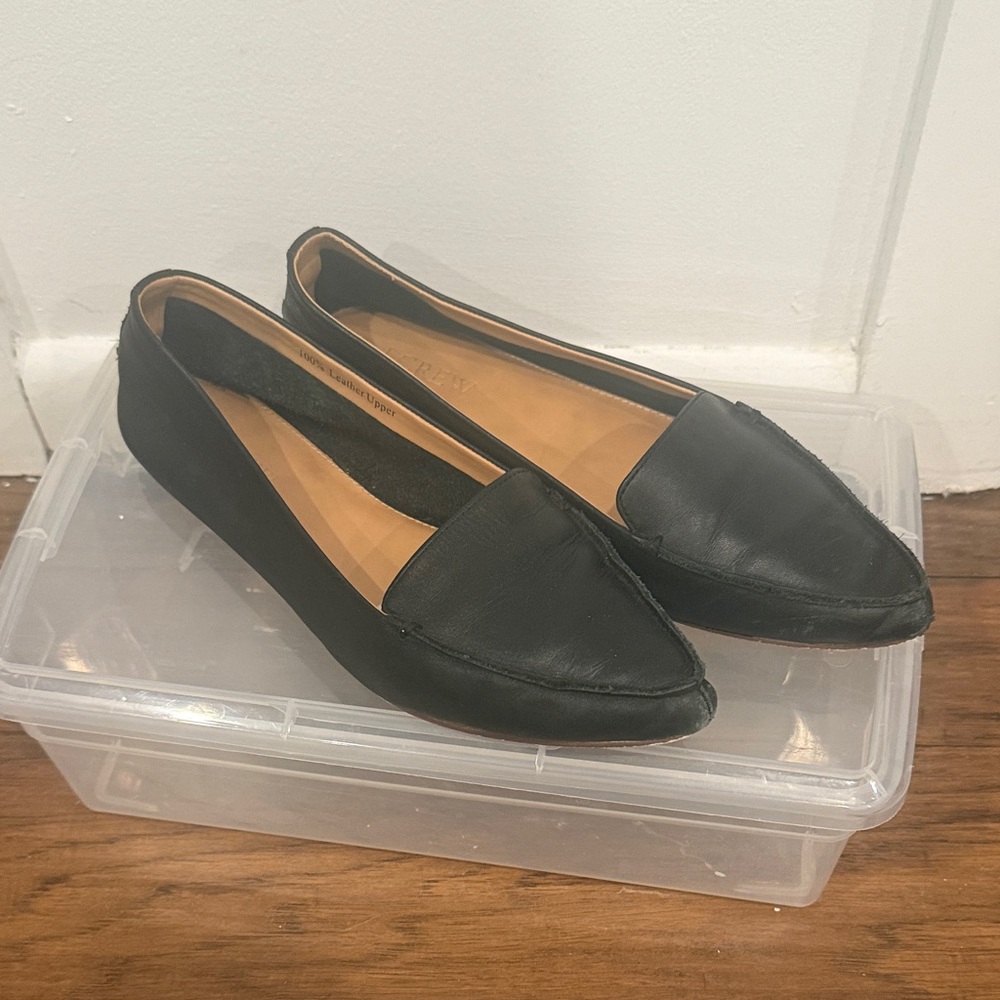 J. Crew Black Leather Flats